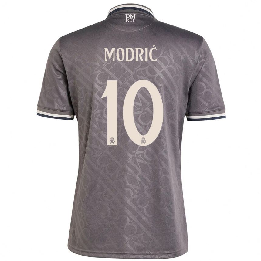 Kids Football Luka Modric #10 Charcoal Third Jersey 2024/25 T-Shirt Uk