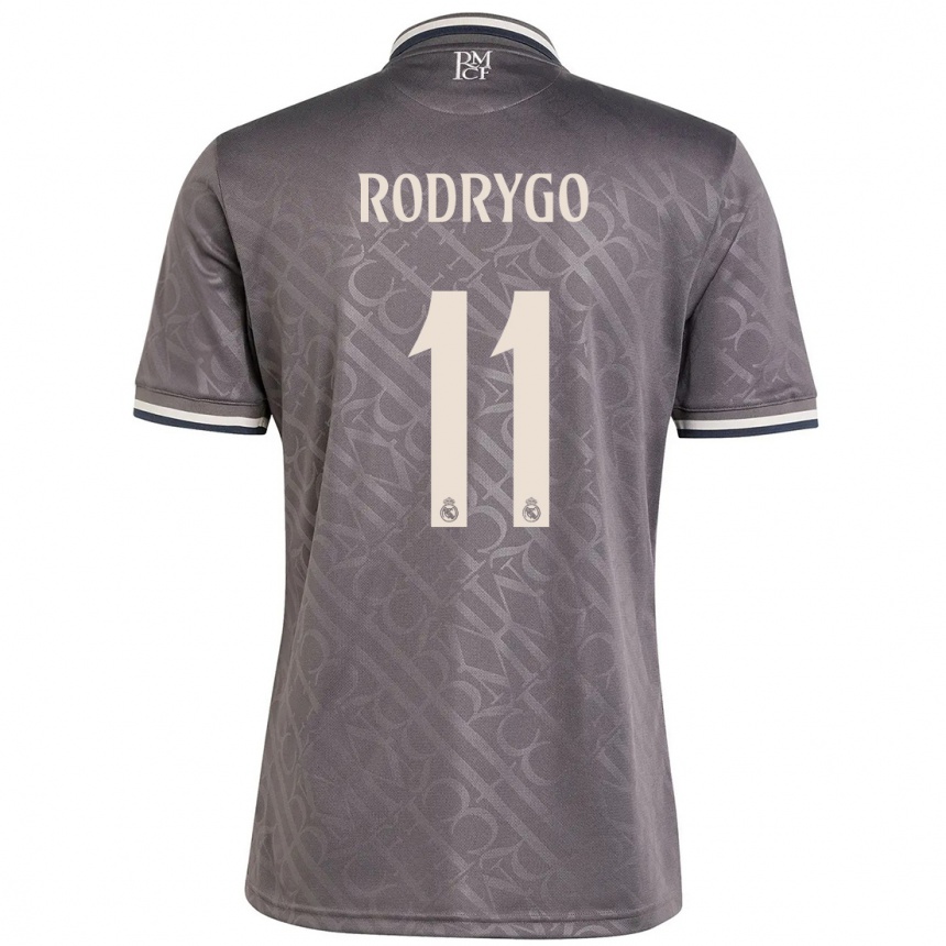 Kids Football Rodrygo #11 Charcoal Third Jersey 2024/25 T-Shirt Uk