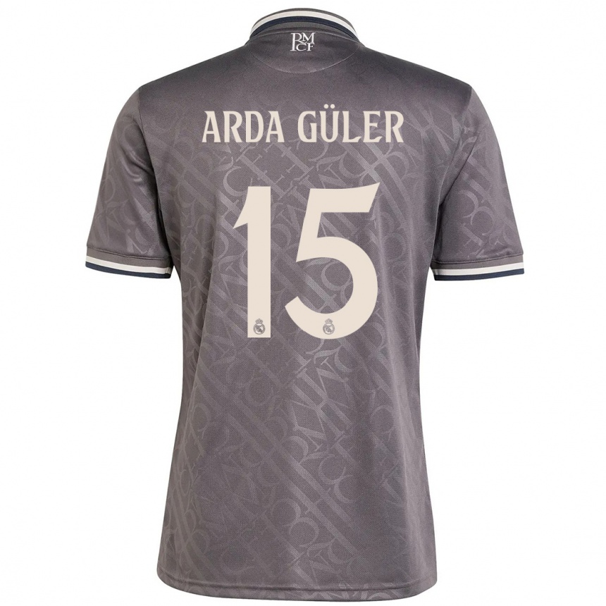 Kids Football Arda Güler #15 Charcoal Third Jersey 2024/25 T-Shirt Uk