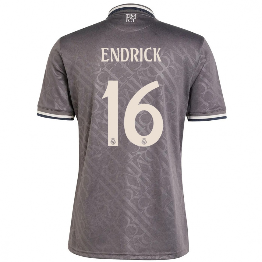 Kids Football Endrick #16 Charcoal Third Jersey 2024/25 T-Shirt Uk