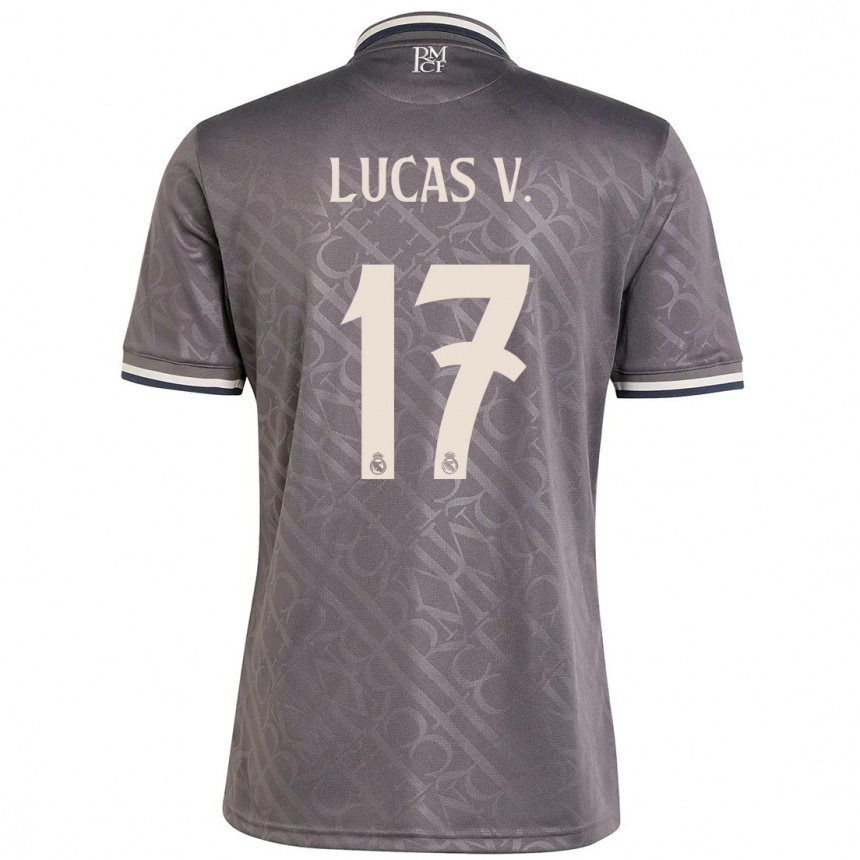 Kids Football Lucas Vazquez #17 Charcoal Third Jersey 2024/25 T-Shirt Uk