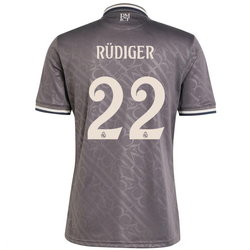 Kids Football Antonio Rudiger #22 Charcoal Third Jersey 2024/25 T-Shirt Uk