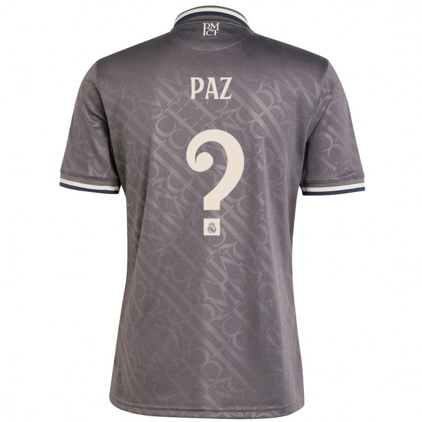 Kids Football Nico Paz #0 Charcoal Third Jersey 2024/25 T-Shirt Uk