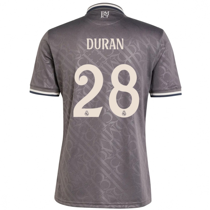 Kids Football Pol Duran #28 Charcoal Third Jersey 2024/25 T-Shirt Uk