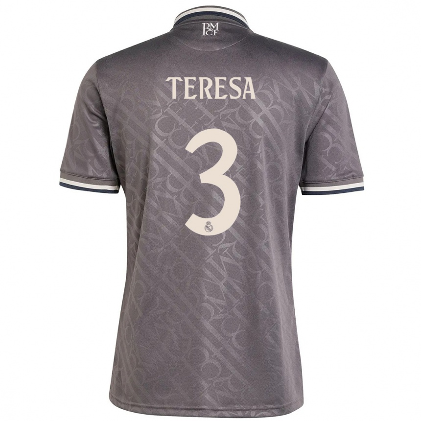 Kids Football Teresa Abelleira #3 Charcoal Third Jersey 2024/25 T-Shirt Uk