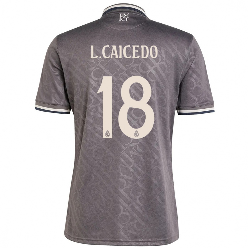 Kids Football Linda Caicedo #18 Charcoal Third Jersey 2024/25 T-Shirt Uk