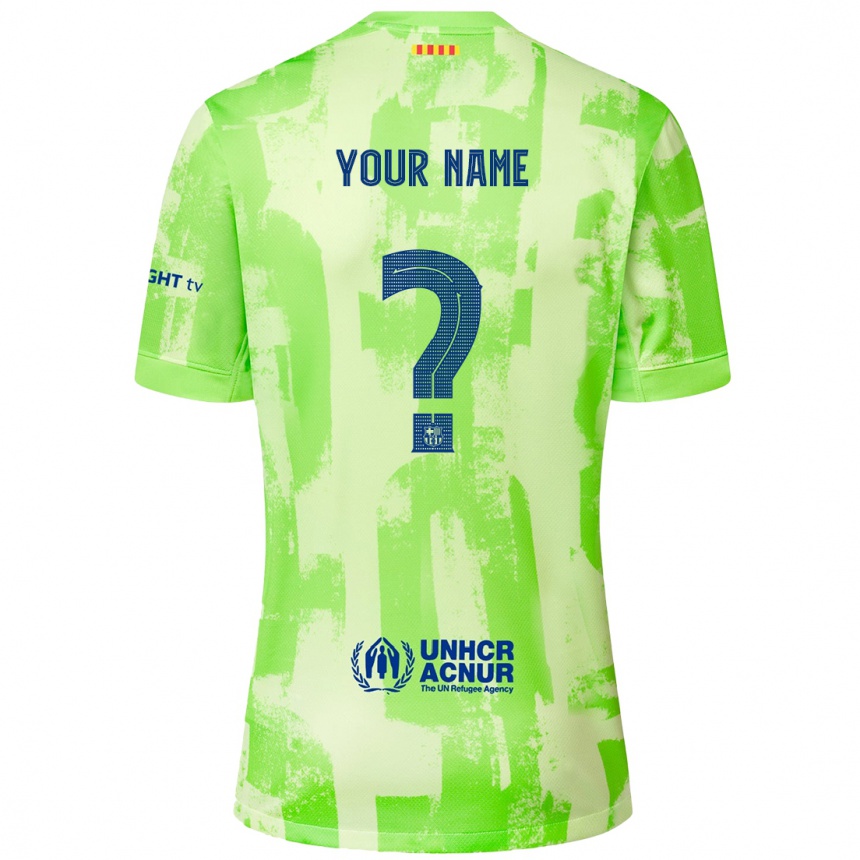 Kids Football Your Name #0 Lime Third Jersey 2024/25 T-Shirt Uk