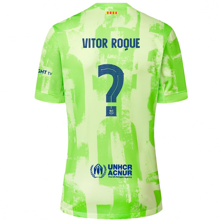 Kids Football Vitor Roque #8 Lime Third Jersey 2024/25 T-Shirt Uk