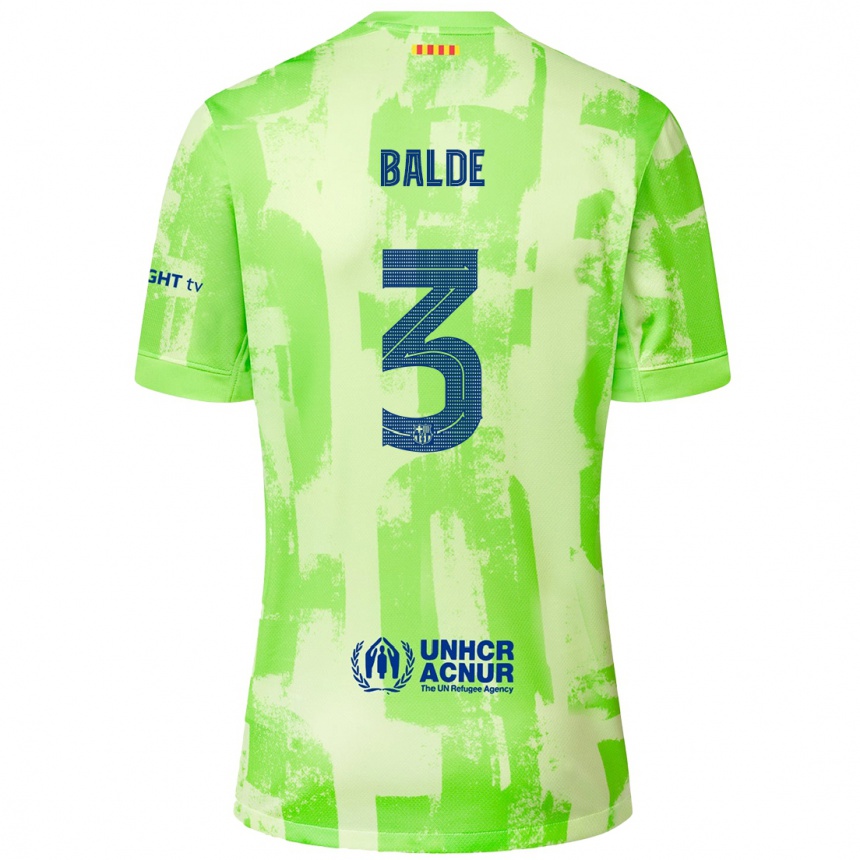 Kids Football Alejandro Balde #3 Lime Third Jersey 2024/25 T-Shirt Uk