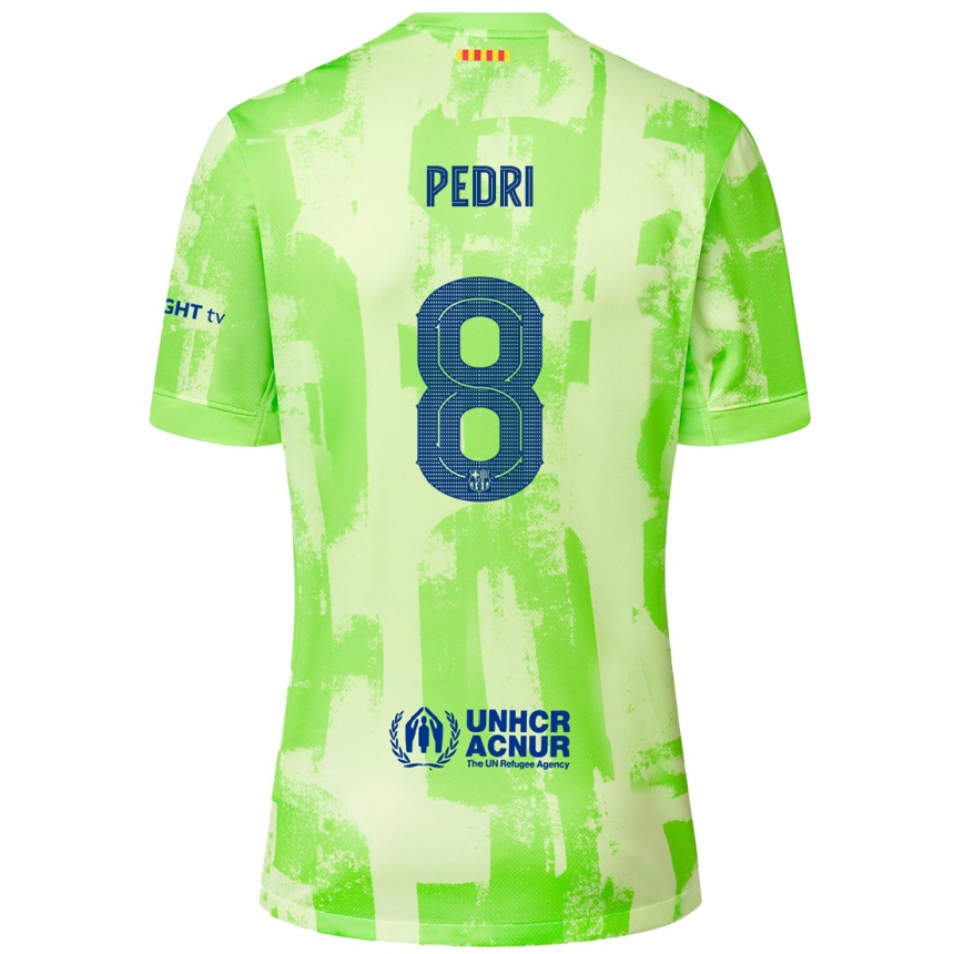 Kids Football Pedri #8 Lime Third Jersey 2024/25 T-Shirt Uk