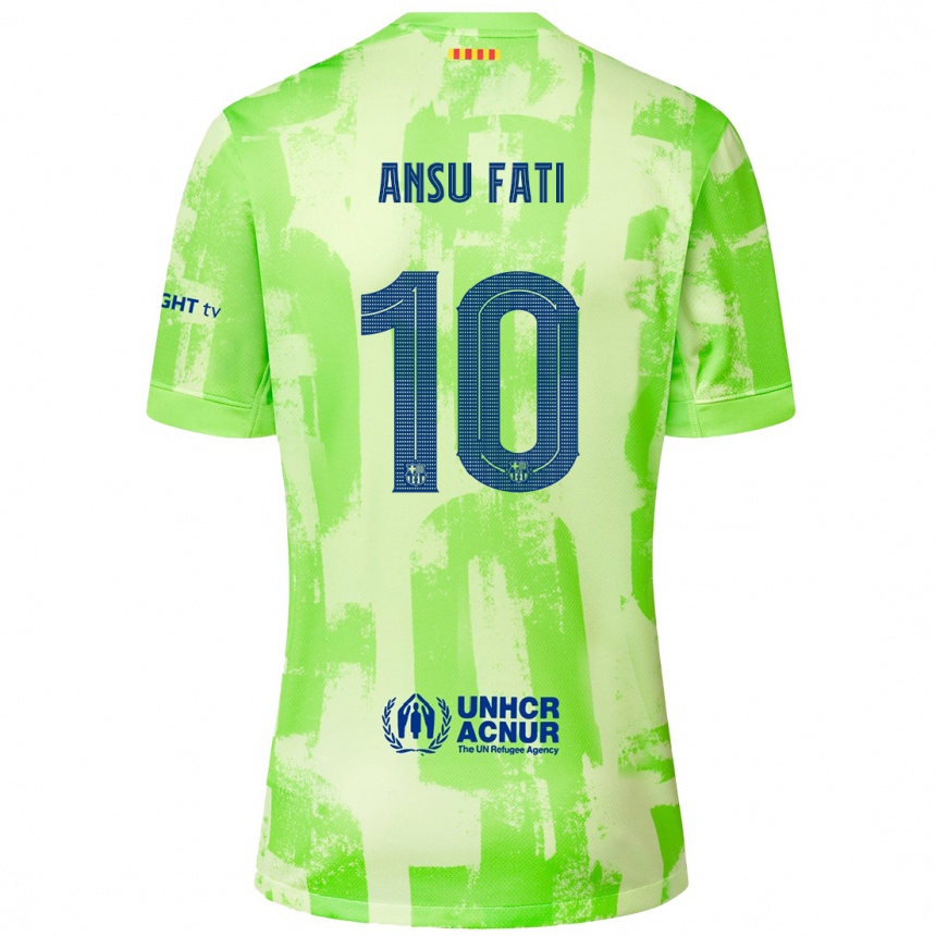 Kids Football Ansu Fati #10 Lime Third Jersey 2024/25 T-Shirt Uk