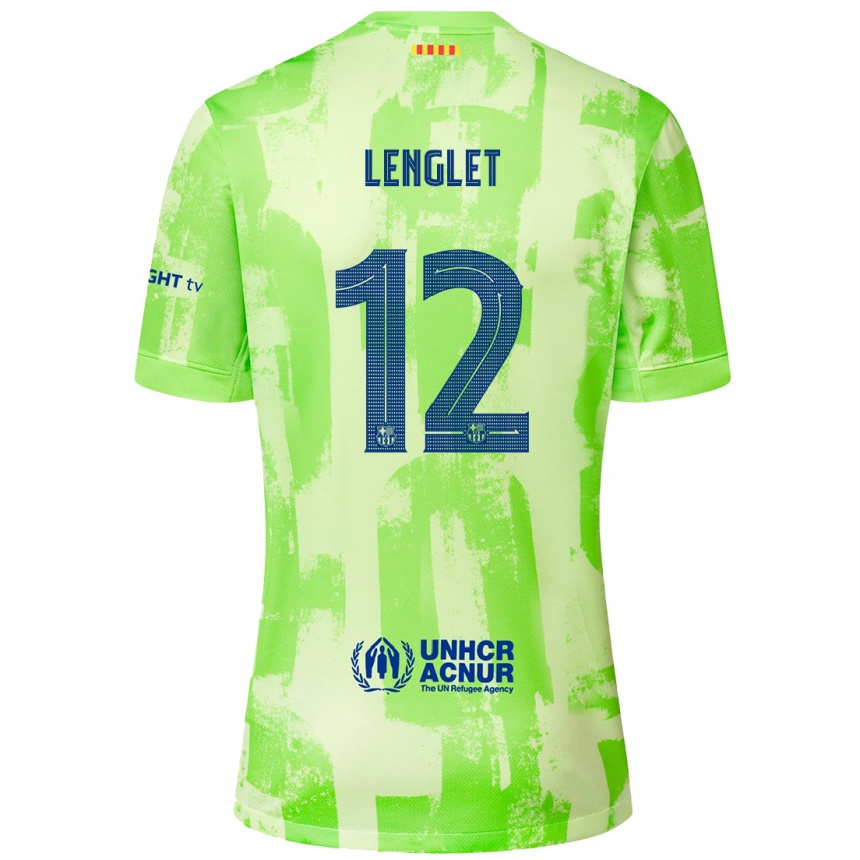 Kids Football Clément Lenglet #12 Lime Third Jersey 2024/25 T-Shirt Uk