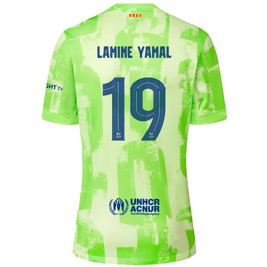 Kids Football Lamine Yamal #19 Lime Third Jersey 2024/25 T-Shirt Uk