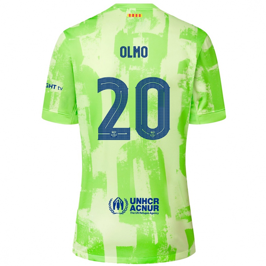 Kids Football Dani Olmo #20 Lime Third Jersey 2024/25 T-Shirt Uk