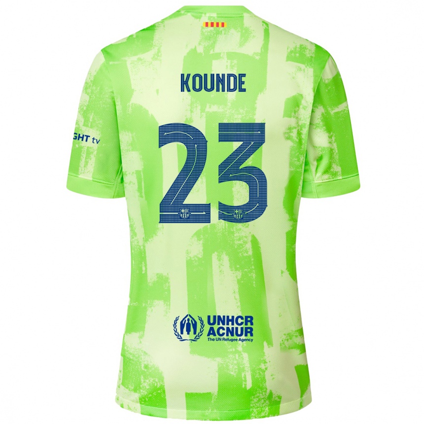 Kids Football Jules Kounde #23 Lime Third Jersey 2024/25 T-Shirt Uk