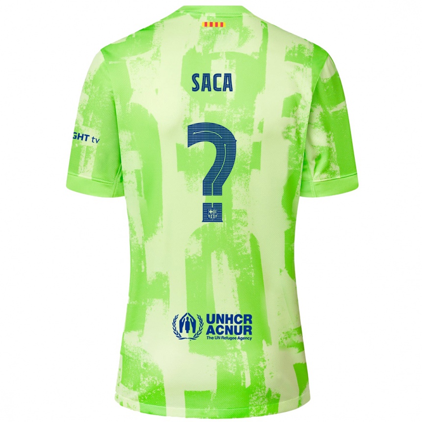 Kids Football Leo Saca #0 Lime Third Jersey 2024/25 T-Shirt Uk