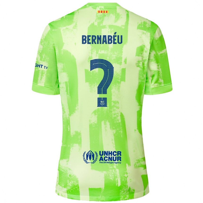 Kids Football Pol Bernabéu #0 Lime Third Jersey 2024/25 T-Shirt Uk