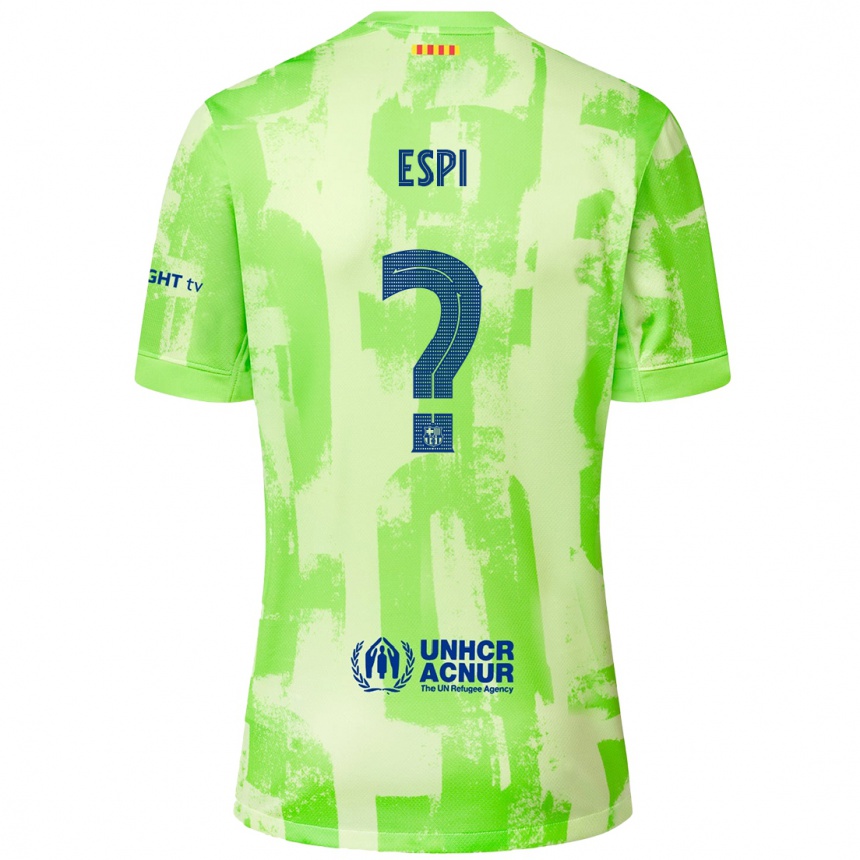 Kids Football Pau Espi #0 Lime Third Jersey 2024/25 T-Shirt Uk