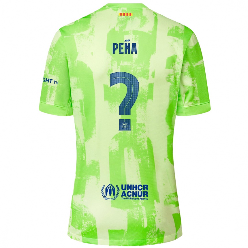 Kids Football Pablo Peña #0 Lime Third Jersey 2024/25 T-Shirt Uk