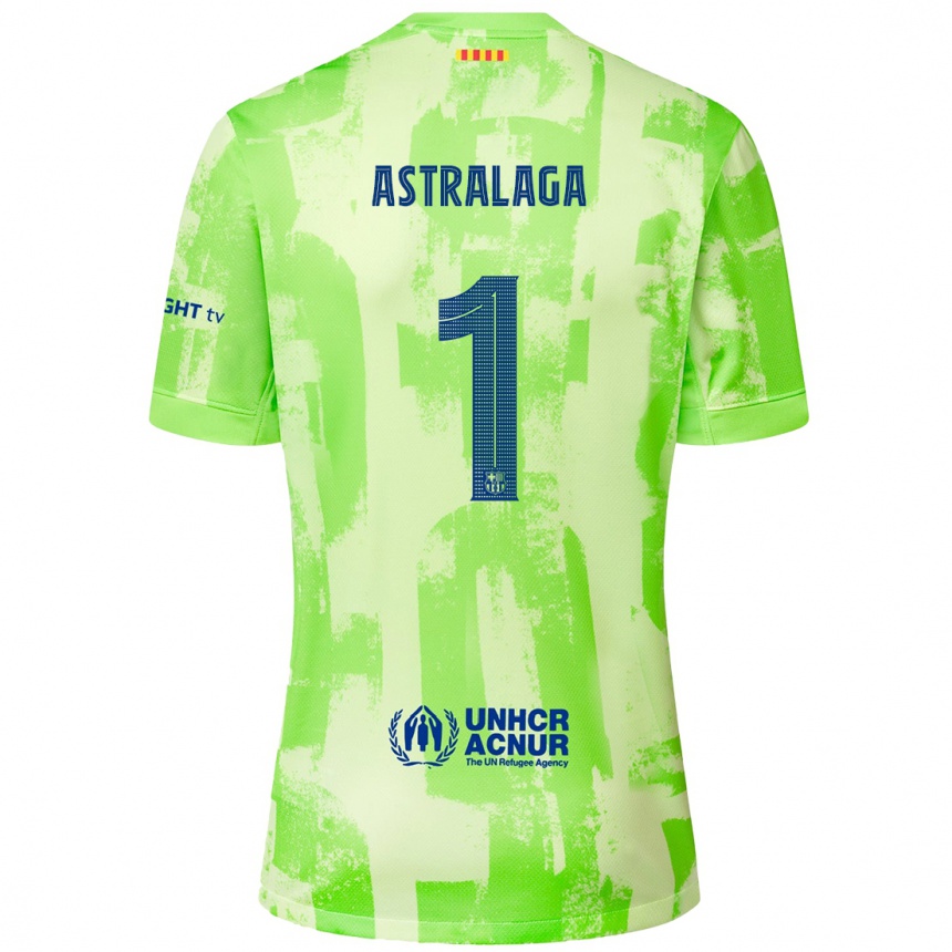 Kids Football Ander Astralaga #1 Lime Third Jersey 2024/25 T-Shirt Uk