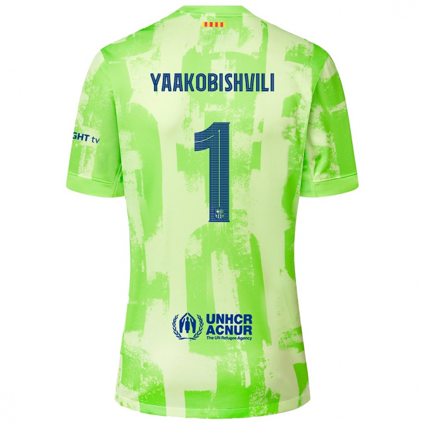 Kids Football Áron Yaakobishvili #1 Lime Third Jersey 2024/25 T-Shirt Uk