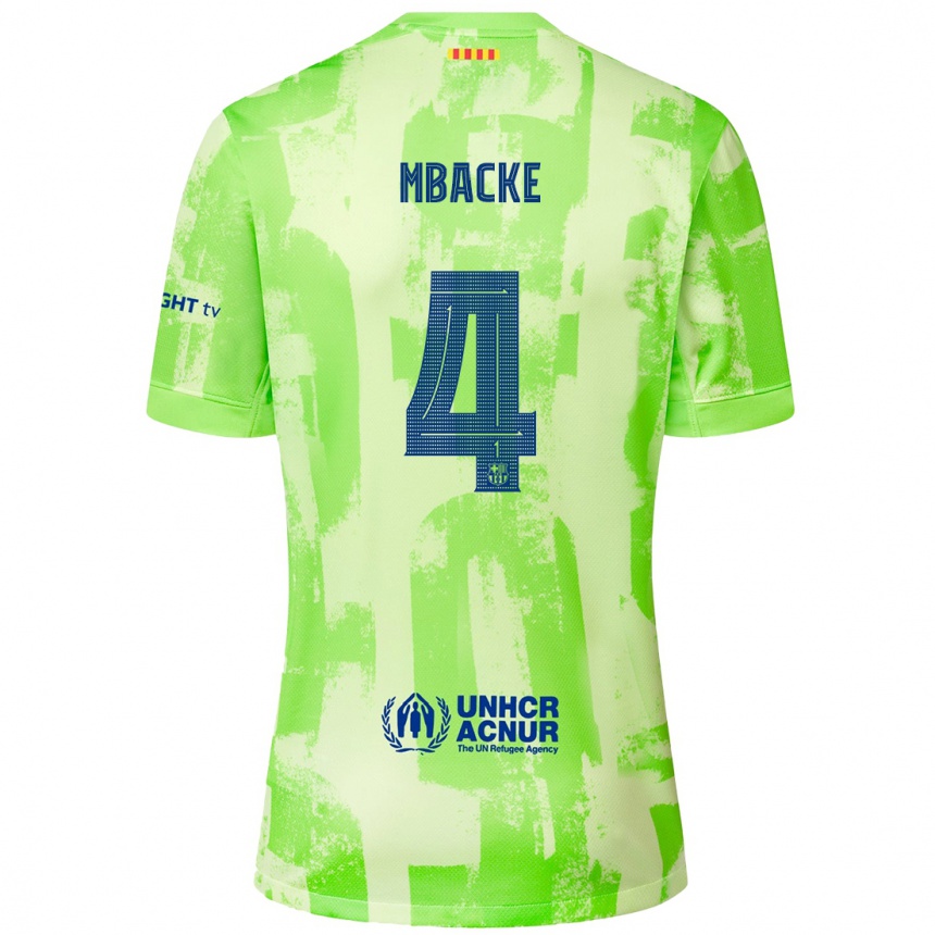 Kids Football Mamadou Mbacke #4 Lime Third Jersey 2024/25 T-Shirt Uk