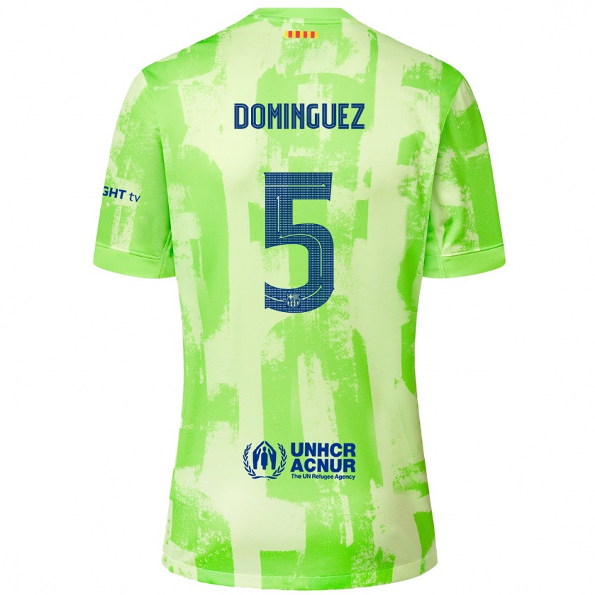 Kids Football Sergi Dominguez #5 Lime Third Jersey 2024/25 T-Shirt Uk