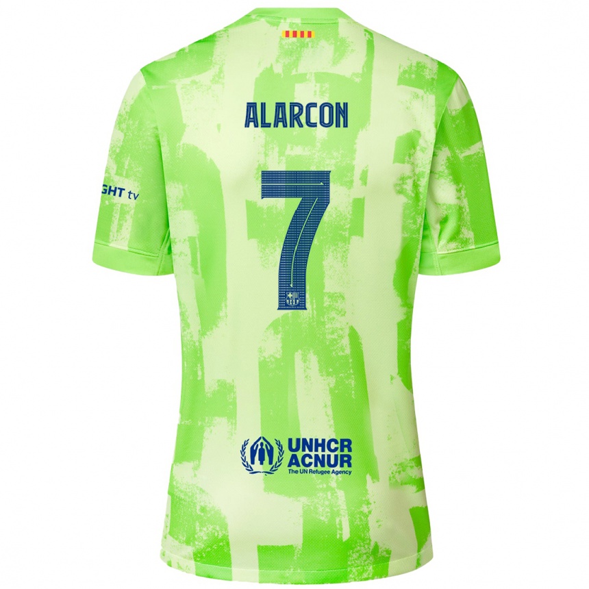 Kids Football Angel Alarcon #7 Lime Third Jersey 2024/25 T-Shirt Uk