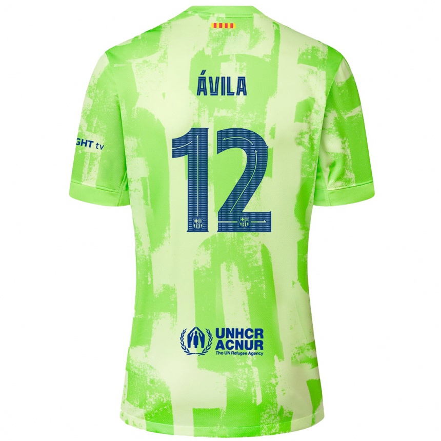 Kids Football Dani Ávila #12 Lime Third Jersey 2024/25 T-Shirt Uk