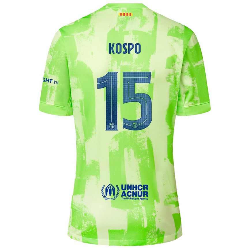 Kids Football Eman Kospo #15 Lime Third Jersey 2024/25 T-Shirt Uk