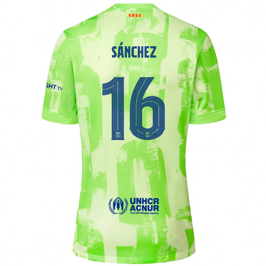 Kids Football Edu Sánchez #16 Lime Third Jersey 2024/25 T-Shirt Uk