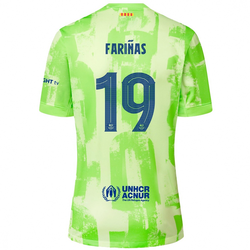 Kids Football Brian Fariñas #19 Lime Third Jersey 2024/25 T-Shirt Uk