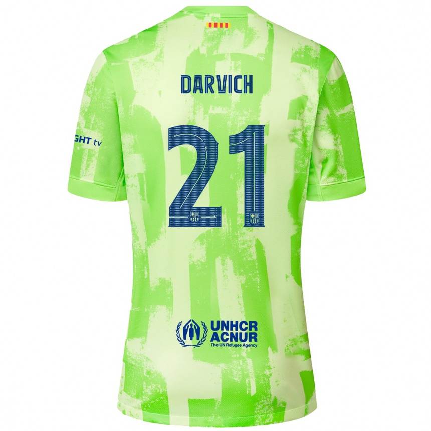 Kids Football Noah Darvich #21 Lime Third Jersey 2024/25 T-Shirt Uk