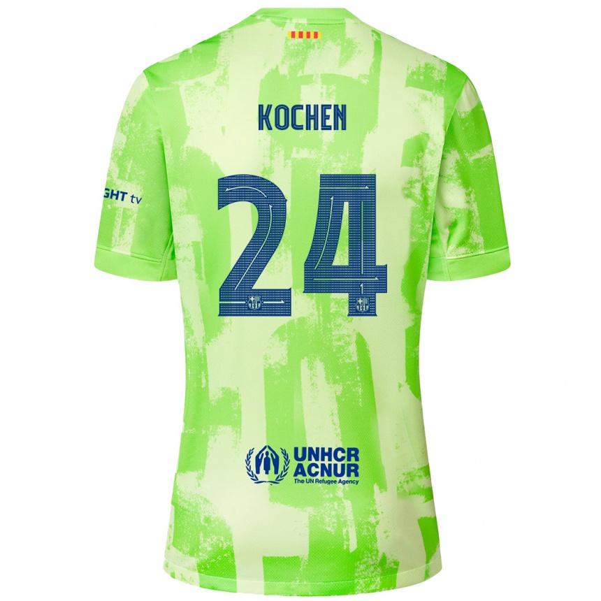 Kids Football Diego Kochen #24 Lime Third Jersey 2024/25 T-Shirt Uk