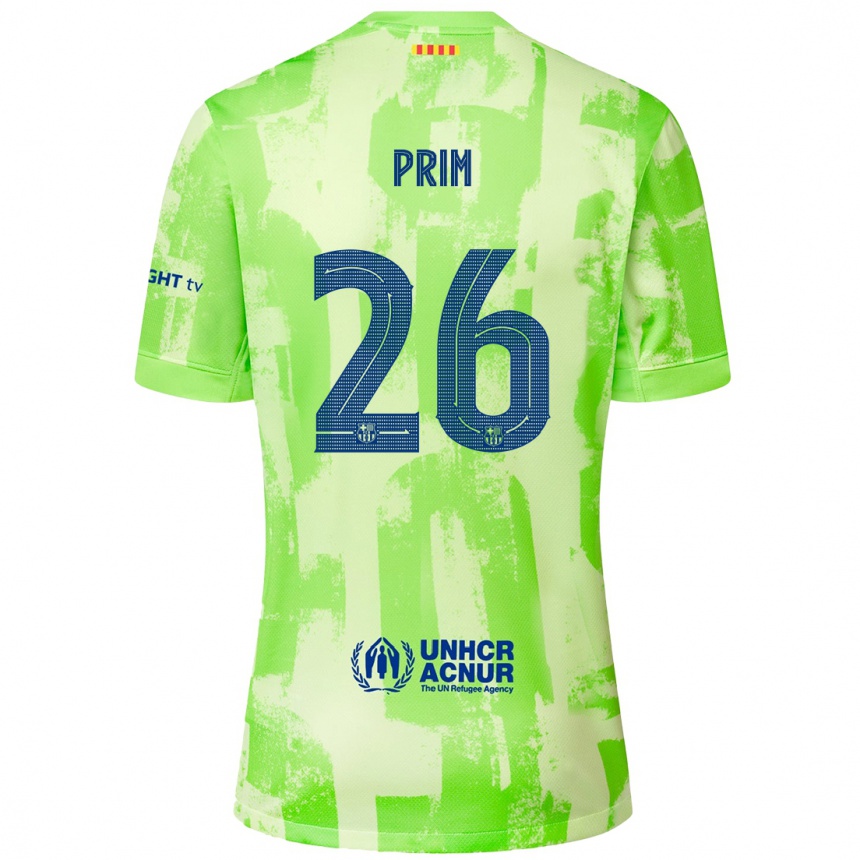 Kids Football Pau Prim #26 Lime Third Jersey 2024/25 T-Shirt Uk