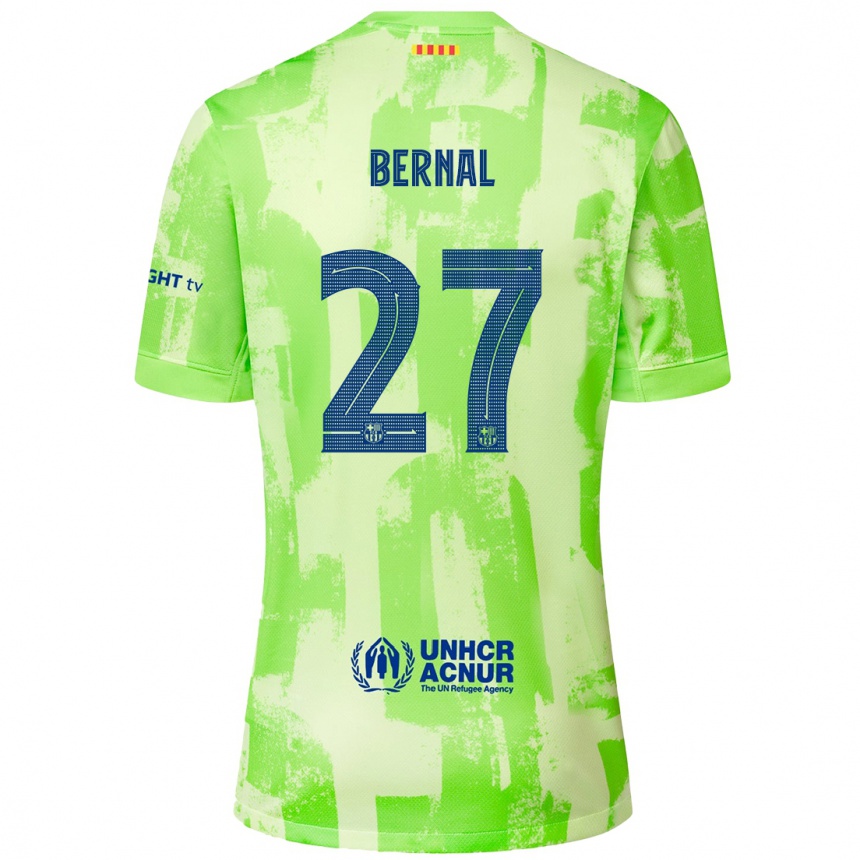 Kids Football Marc Bernal #27 Lime Third Jersey 2024/25 T-Shirt Uk