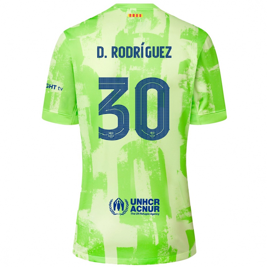 Kids Football Dani Rodríguez #30 Lime Third Jersey 2024/25 T-Shirt Uk