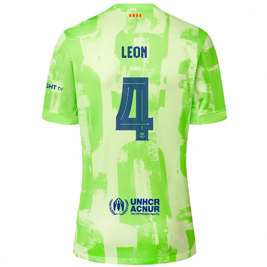 Kids Football Maria Pilar Leon #4 Lime Third Jersey 2024/25 T-Shirt Uk