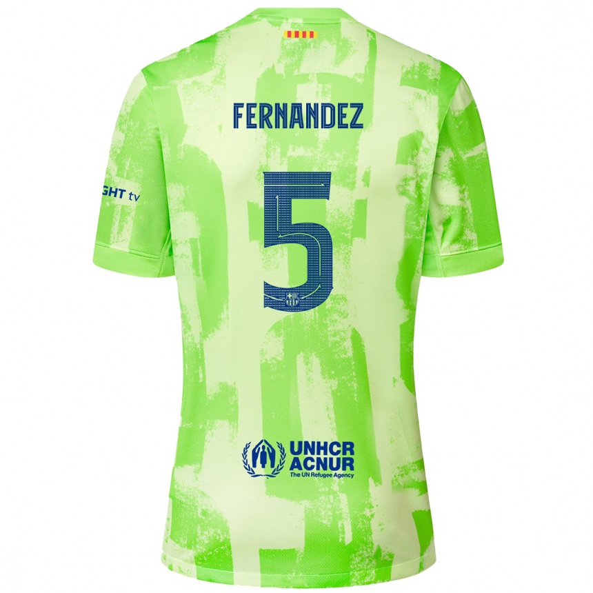 Kids Football Jana Fernández #5 Lime Third Jersey 2024/25 T-Shirt Uk