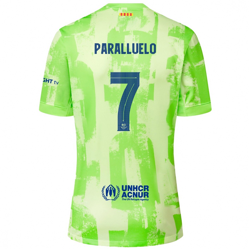 Kids Football Salma Paralluelo #7 Lime Third Jersey 2024/25 T-Shirt Uk