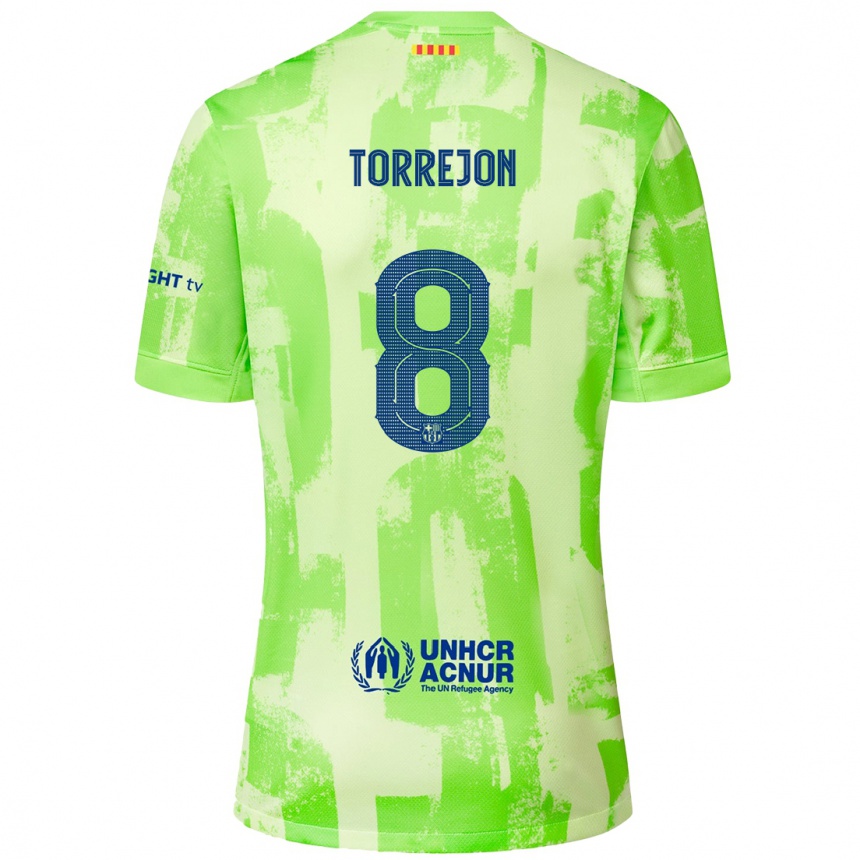 Kids Football Marta Torrejón #8 Lime Third Jersey 2024/25 T-Shirt Uk