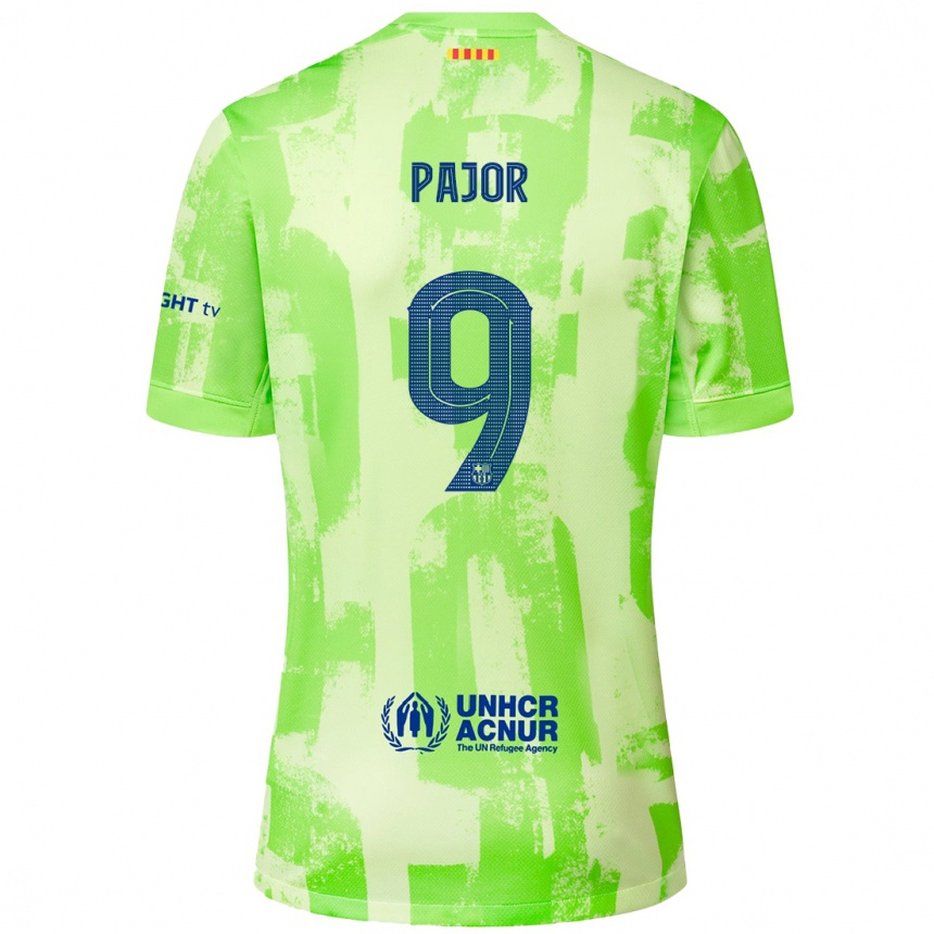 Kids Football Ewa Pajor #9 Lime Third Jersey 2024/25 T-Shirt Uk