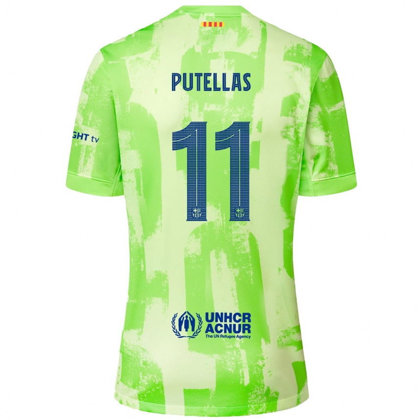 Kids Football Alexia Putellas #11 Lime Third Jersey 2024/25 T-Shirt Uk