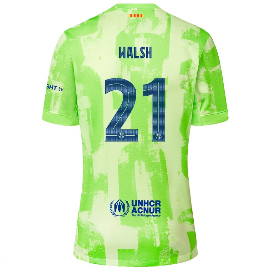 Kids Football Keira Walsh #21 Lime Third Jersey 2024/25 T-Shirt Uk