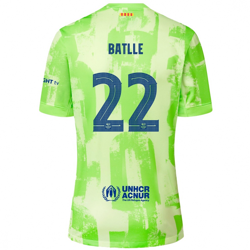 Kids Football Ona Batlle #22 Lime Third Jersey 2024/25 T-Shirt Uk