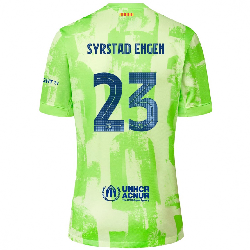 Kids Football Ingrid Syrstad Engen #23 Lime Third Jersey 2024/25 T-Shirt Uk