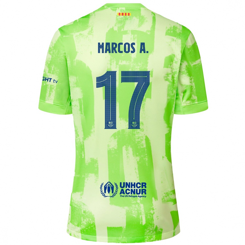 Kids Football Marcos Alonso #17 Lime Third Jersey 2024/25 T-Shirt Uk