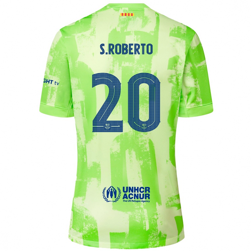 Kids Football Sergi Roberto #20 Lime Third Jersey 2024/25 T-Shirt Uk