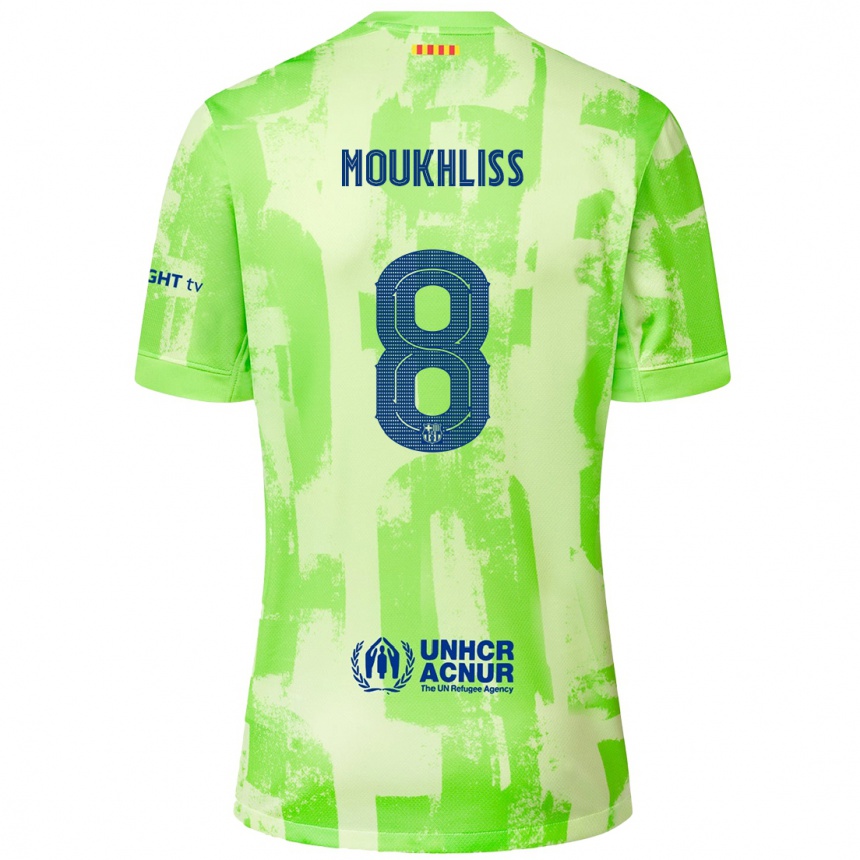 Kids Football Moha Moukhliss #8 Lime Third Jersey 2024/25 T-Shirt Uk