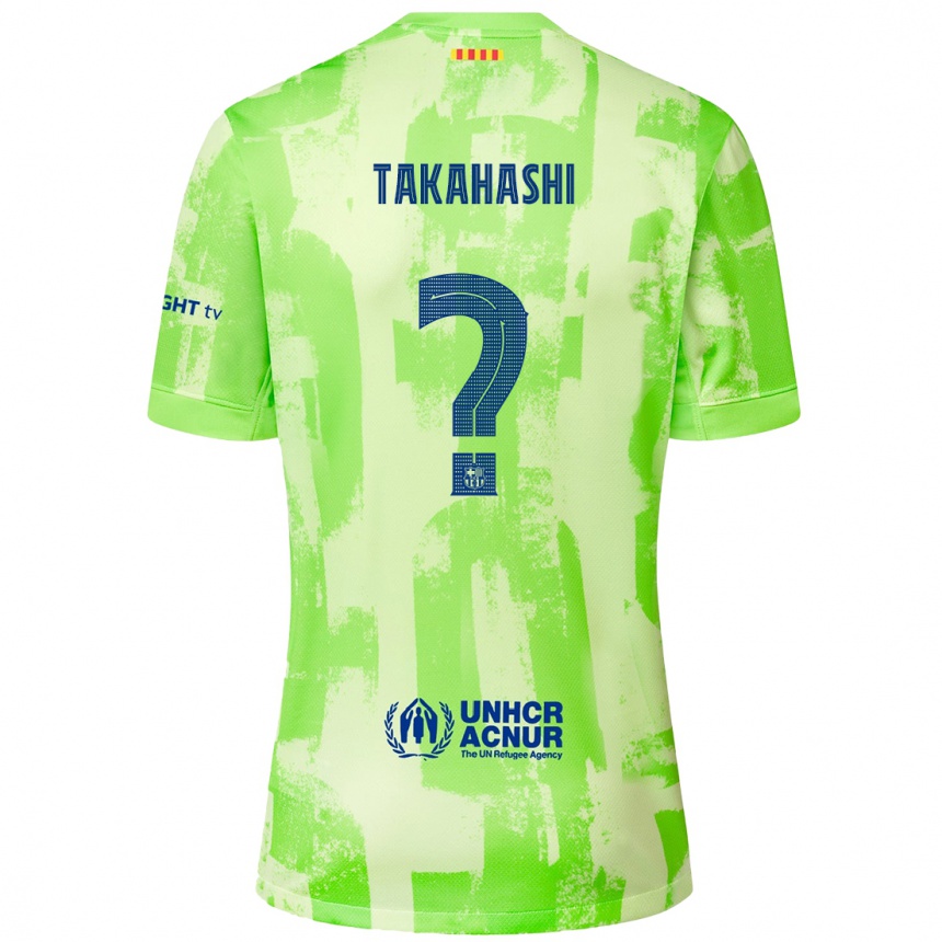 Kids Football Niko Takahashi #0 Lime Third Jersey 2024/25 T-Shirt Uk